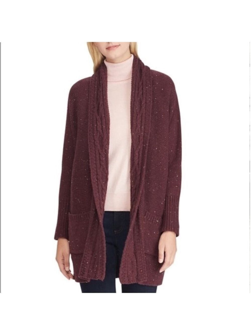 Chaps cable knit shawl collar cardigan Womans size XXL open front